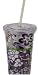 Cypress Home 17-Ounce Insulated Cup With Lid and Straw, Botanical Silhouettes