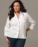 Jones New York Signature Plus Size Jacket, Rolled Sleeve Peplum Hem
White 3X