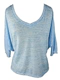 YogaColors Crystal V-Neck Flowy Cropped Blouse Tee Up to Plus Sizes (XX-Large, Speckled Blue)