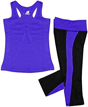 W Sport® Women's Athletic Racer Back Tank Top &amp; Skinny Yoga Capri Leggings Set, Purple, XL