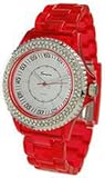 Geneva Platinum Womens 2048.Red Red Plastic Quartz Watch with White Dial