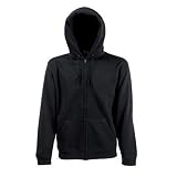 Fruit of the loom zip through hooded sweatshirt hoodie Black XXL (47 - 49 inch chest)