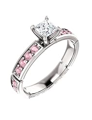 Platinum Princess Cut White and Pink Diamond Ring -- LIFETIME WARRANTY