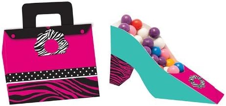 Zebra Boutique Party - Shoe & Handbag Shaped Treat Boxes x 4