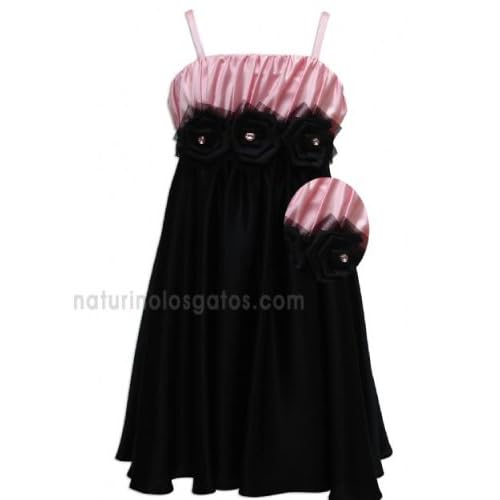 David Charles Pink/Black Jeweled Silk Dress