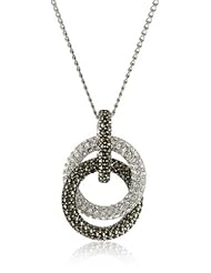 Judith Jack Sterling Silver Marcasite and Crystal Pave Knot Pendant Necklace, 16"