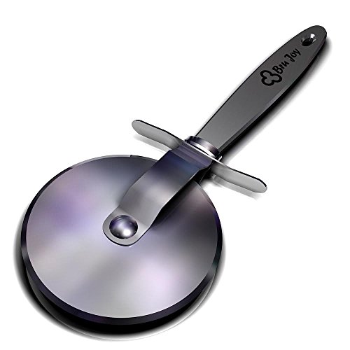 Bru Joy Pizza Cutter Wheel – Heavy Duty – 4 Inch Stainless Steel Sharp Blade – Easy-to-Grip Handle