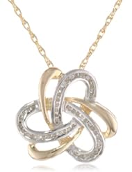 10k Yellow Gold Plated Sterling Silver Diamond Pendant Necklace (1/4 cttw, J Color, I2-I3 Clarity), 18"