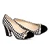 Charm Foot Vintage Damier Womens Chunky Heel Pumps Shoes