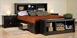 Queen Size Black Platform Bed and Bookcase Headboard