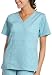 Dickies Women's Everyday Scrubs (EDS) Mock Wrap 2 Pocket Empire Waist Top,Ice Blue,X-Small
