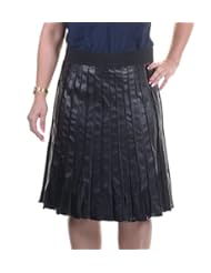 Apparel: Alfani Faux-leather Pleated Skirt Black 2P