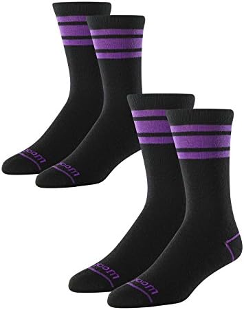 Woolly Clothing Co. Men's Merino Wool Everyday Sock X-Large Black With Light Purple Accent - (2 pack)