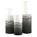Banded Slate Collection Vases - White with Slate Gray Base