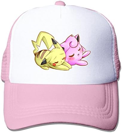 LIANBANG Pokemon Jigglypuff Anime Adjustable Printing Snapback Mesh Hat Unisex Adult Baseball Mesh Cap Pink