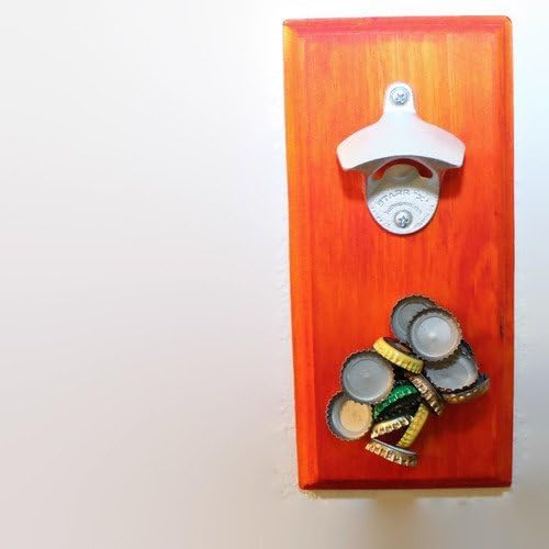 Wood Magnetic cap catching wall mount bottle opener Hardware included