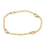 Anklet - A32 - Stretch - Swarovski (tm) Crystal and Fire Polished Glass Beads ~ Lt. Colorado Topaz (Beige/Gold)