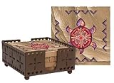 Set of Four Indian Turtle Coasters with holder - Style WIMP10R
