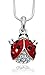GLAMOUR GIRL GIFTS Small Red and Black Ladybug Charm Necklace with Shimmering Crystals for Girls, Teens and Women