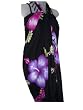 HAWAIIAN BLACK SARONG W/ PURPLE LARGE HIBISCUS