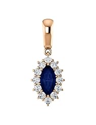 18K Rose Gold 8.00x4.00mm Marquise Cut Sapphire and Diamond Pendant -- LIFETIME WARRANTY
