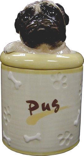 Pug Collectible Dog Puppy Cookie Jar Container Figurine Statue Model