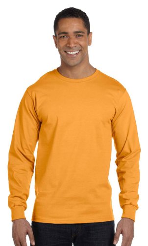 Hanes Men's Long-Sleeve Crewneck Beefy T-Shirt, GOLD, XX-Large