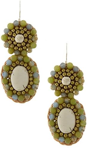 VICTORIA KORS GORGEOUS HAND-MADE GLASS BEADS AND STONE DANGLE EARRING (Ivory)