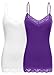 Simlu Lace Camis Cotton Camisole Cami Tank Top Lace Layering Tank Top for Women Small 301 - 2 Pk White / Purple