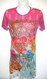 Christian Audigier - "Henna" Women's All Over Print Tee Pink (CLEARANCE SALE)