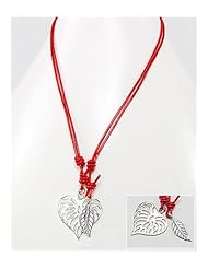 Leaf Leather Necklace In 92.5 Sterling Silver