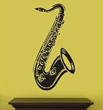 Vinyl Wall Art Decal Sticker Saxophone Jazz Instrument 20x41