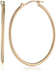 Klassics 10k Gold Polished Hoop Earrings, (1.1" Diameter)