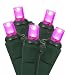 Set of 20 Battery Operated Pink LED Wide Angle Christmas Lights - Green Wire