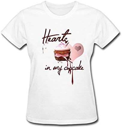 Tee Center Hearts in my Cupcake Shirts Womens Natural Cotton White XL