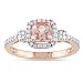 10K Rose Gold Morganite and Diamond Ring (.2 Cttw, G-H Color, I1-I2 Clarity), Size 7