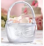 White Butterfly Wedding Flower Girl Basket