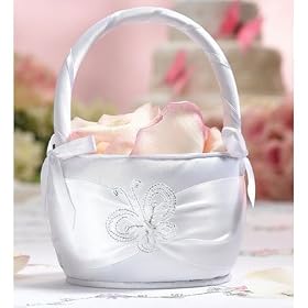 White Butterfly Wedding Flower Girl Basket