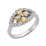 14k Two-Tone Trendy Fancy Yellow Diamond Diamond Ring - Size 7.0