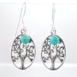 Tree of Life Earrings in Sterling Silver with Turquoise Stones, #8646