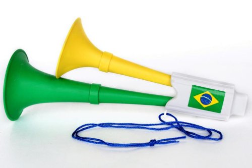 2x Tröte Horn WM/EM Fanartikel Deutschland Portugal Brasilien Frankreich Italien (Brasilien)
