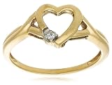 10k Yellow Gold Diamond Heart Ring (I-J Color, I2-I3 Clarity), Size 7