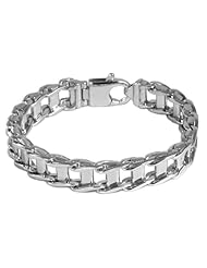 Sterling Silver Italian Rhodium Plated Railroad Bracelet