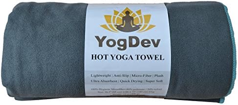 Hot Yoga Towel by YogDev - Premium Microfiber Suede Mat Towels like Bikram & Manduka. Best Skidless Sports Towel for Pilates and Indoor/Outdoor Sport Exercises. Super Absorbent, and Non Slip! (Gray)