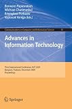 Advances in Information Technology: Third International Conference, IAIT 2009, Bangkok, Thailand, December 1-5, 2009, Proceedings (Communications in Computer and Information Science)