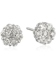 14k White Gold Flower Diamond Stud Earrings