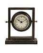 Executive Style Brown Antique Finish Wooden Roman Numeral Desk Clock 7.5"