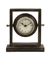 Executive Style Brown Antique Finish Wooden Roman Numeral Desk Clock 7.5"