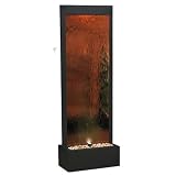 Indoor Fountains item: 6ft Tall Bronze Mirror Floor Fountain with Decorative Stones & Light