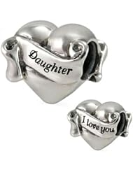 Ohm Sterling Silver I Love You Daughter Heart Bead Charm